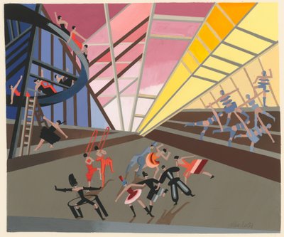 Naturskön design från portföljen Décors de Théâtre, 1930. av Alexandra Alexandrowna Exter
