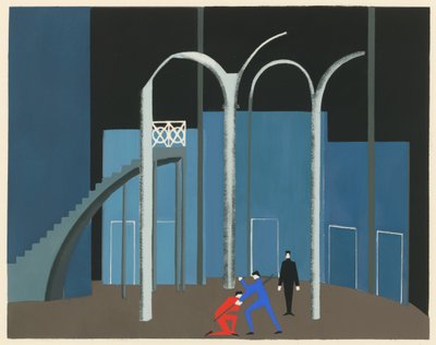 Naturskön design från portföljen Décors de Théâtre, 1930. av Alexandra Alexandrowna Exter