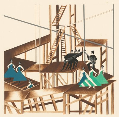 Naturskön design från portföljen Décors de Théâtre, 1930. av Alexandra Alexandrowna Exter
