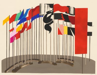 Naturskön design från portföljen Décors de Théâtre, 1930. av Alexandra Alexandrowna Exter