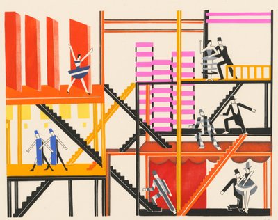 Naturskön design från portföljen Décors de Théâtre, 1930. av Alexandra Alexandrowna Exter