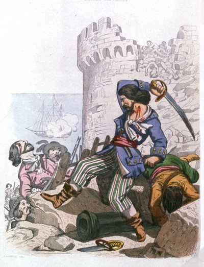 Grammont, fransk pirat, ca. 1850 (gravyr) av Alexandre (after) Debelle