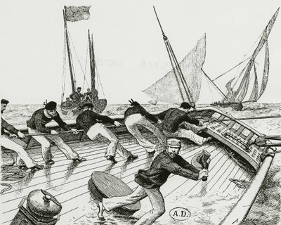 Segling: Le turn du Bateau-Buoée - teckning av A. Brun, Bibl. of the Arts deco. av Alexandre Brun
