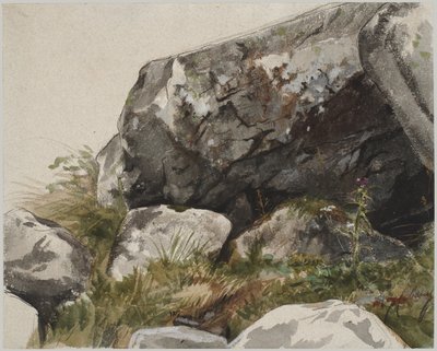 Klippigt landskap (akvarell med tusch och kol) av Alexandre Cabanel
