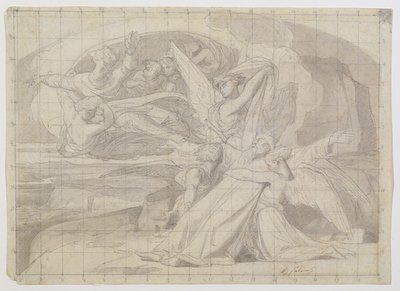 Studie för The Death of Moses, 1851 (penna och bläck, tvätt, penna och gouache på papper) (se 225068) av Alexandre Cabanel