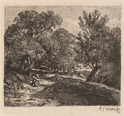 Man vilar vid en stenmur av Alexandre Calame
