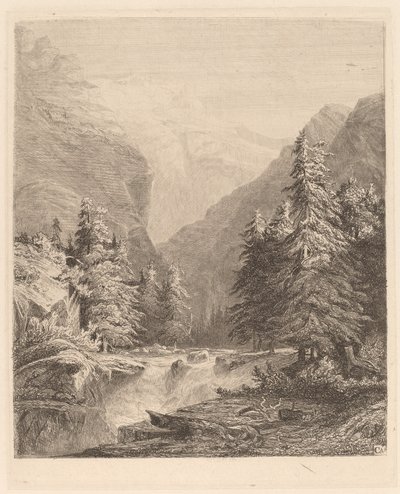 Berg vattenfall av Alexandre Calame