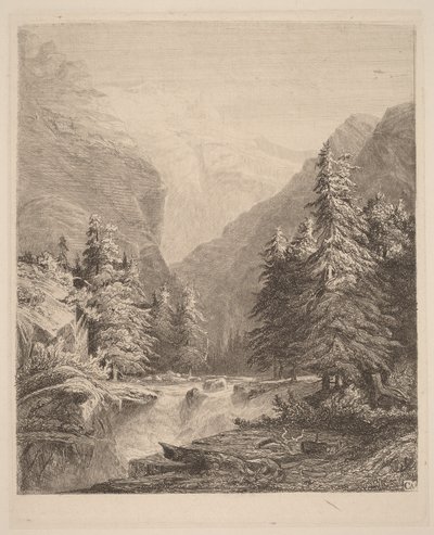Bergsvattenfall av Alexandre Calame