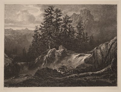 Bergsvattenfall av Alexandre Calame