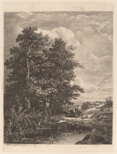 Ryttare vid en damm av Alexandre Calame