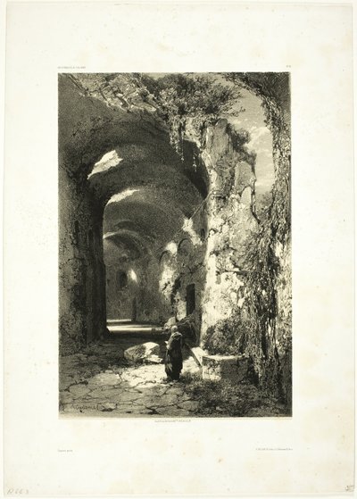 Ruin av en amfiteater vid Pouzzoles (Kungariket Neapel), skylt 9 från Oeuvres de A. Calame av Alexandre Calame