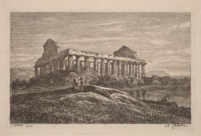 Ruiner vid Paestum av Alexandre Calame