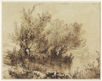 Pilar på en sjö i svagt sluttande terräng av Alexandre Calame