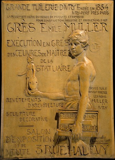 Annons för Muller Stoneware Manufactory av Alexandre Charpentier