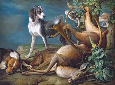 Still Life of Dead Game with Hounds, 1730 av Alexandre Francois Desportes
