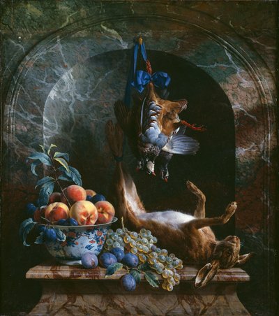 Stilleben med dött spel i en marmornisch, 1706 av Alexandre Francois Desportes