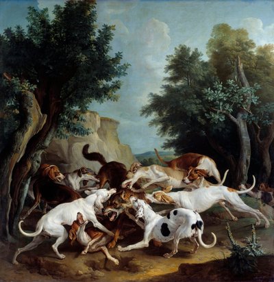 Vargjaktsmålning av Francois Desportes (1661-1743) 1725 sön. 3,36x3,32 m renar, Musee des Beaux Arts av Alexandre Francois Desportes