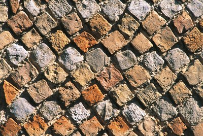 Närbild av ett opus reticulatum golv. Civitella akropolis, Italien, Abruzzo-regionen, Chieti av Nicolas Toussaint Charlet