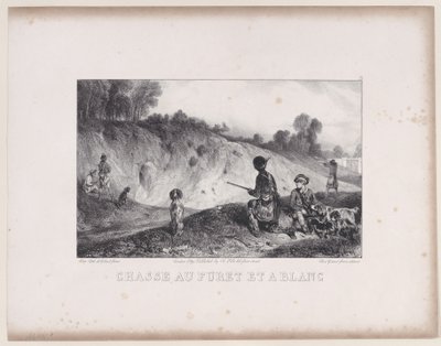 Hunting a Ferret with Blanks, från serien Hunting Scenes, 1829. av Alexandre Gabriel Decamps