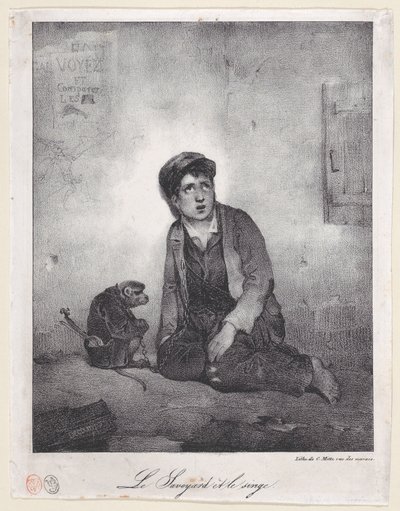 Pojken från Savoyen och hans apa, 1823. av Alexandre Gabriel Decamps