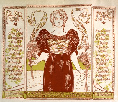 Art nouveau-utställning i Bryssel, ca. 1895-1897 (affisch) av Alexandre Hannotiau