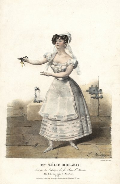 Dansaren Miss Zelie Molard och Louise i Le Deserteur av Francois-Alexis Blache Jr., koreograferad av Dauberval, Theatre de la Porte St. Martin av Alexandre Marie Colin