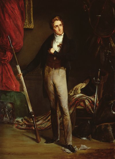 Porträtt av en ung revolutionär under franska revolutionen 1830 (olja på kartong) av Alexandre Marie Colin