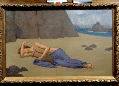 Lamentation of Orphee Painting av Alexandre Seon (1855-1917) 1896. Dim. 0,73 x 1,16 m. Musée d