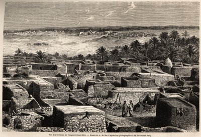Utsikt över terrasserna i Tougourt (Oued Rir) av Alexandre de (after) Bar