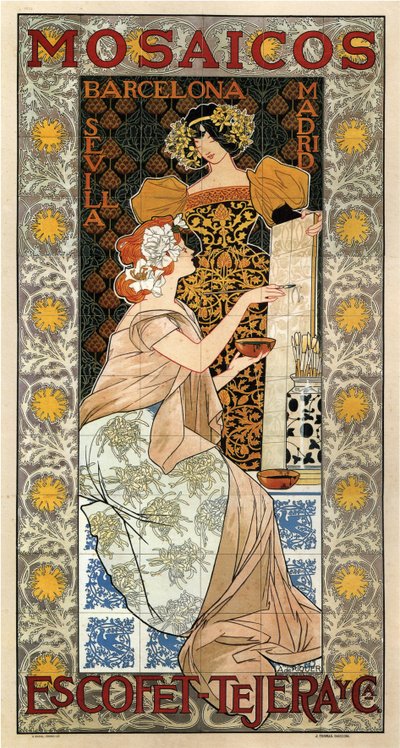 Escofet-Tejera reklammosaikaffisch, 1900 av Alexandre de Riquer