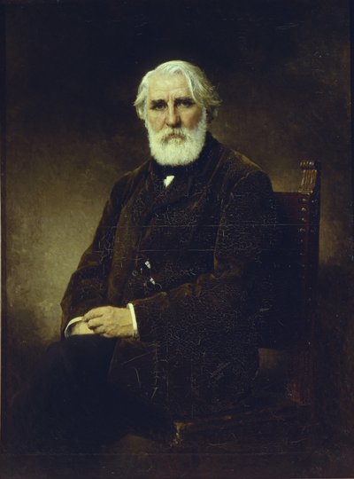 Porträtt av författaren Ivan S. Turgenev 1818-1883, 1875 av Alexei Alexeyevich Harlamov