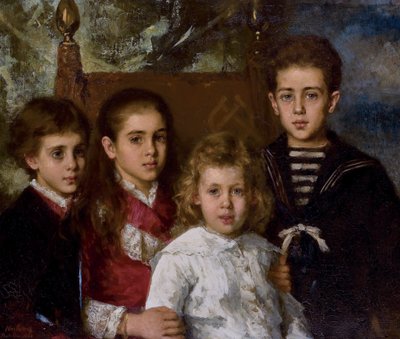 Porträtt av barnen till Paul Pavlovich Demidoff, 2:e prinsen av San Donato 1839-1885, Avrora, A av Alexei Alexeyevich Harlamov