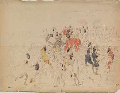 Möte mellan Maharaja Sher Singh från Punjab och den brittiska ambassadören Clark 1842, 1842 av Alexei Dmitriyevich Saltykov
