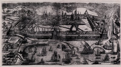 Solovetsky Transfiguration Monastery på Solovetsky Islands, 1744 av Alexei Fyodorovich Zubov