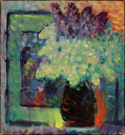 Stor stilleben lila bukett i vas, 1936. av Alexei Javlensky von