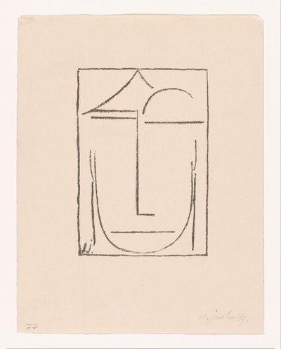 Namnlös (huvud) (huvud) stiliserat ansikte Kopf I (originaltitel) av Alexei Jawlensky (signed by artist)