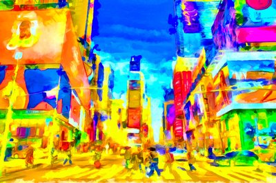 Bilar, människor, byggnader och porträtt, 2020 (blandteknik) av Alexei Makhov