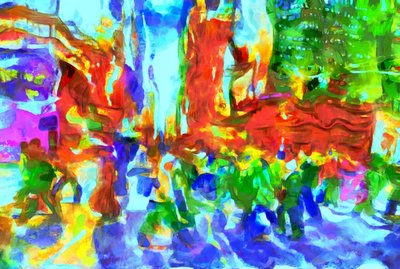 Green city,2020,(blandteknik) av Alexei Makhov