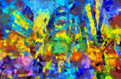 Peak hour,2020,(blandteknik) av Alexei Makhov