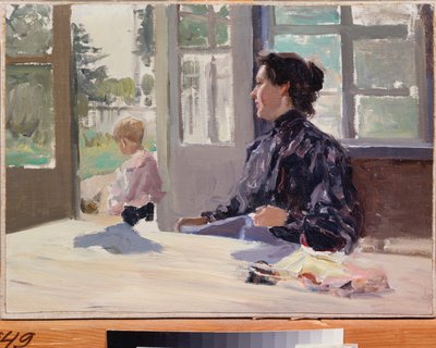 On The Terrace - Målning av Alexander Stepanovich Stepanov (1858-1923), olja på duk, rysk konst, sent 1800-tidigt 1900-tal, modernism - Statens konstmuseum, Nizhny Novgorod (Ryssland) av Alexei Steipanovitch Stepanov