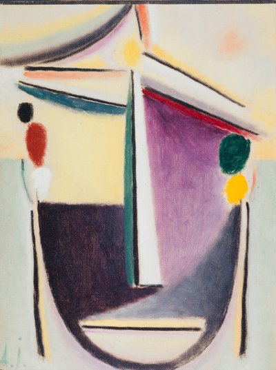 Abstrakt huvud: svart-gul-lila, ca 1922 (olja på kartong) av Alexej von Jawlensky