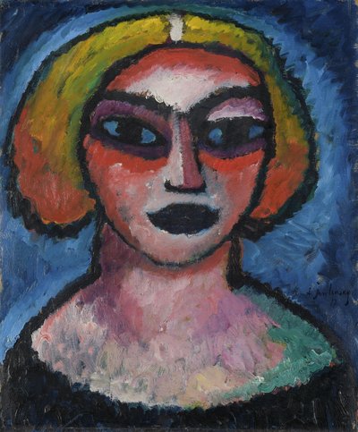 Kvinnas huvud. Verso: bröstbild av en man (omkring 1910-1912) av Alexej von Jawlensky