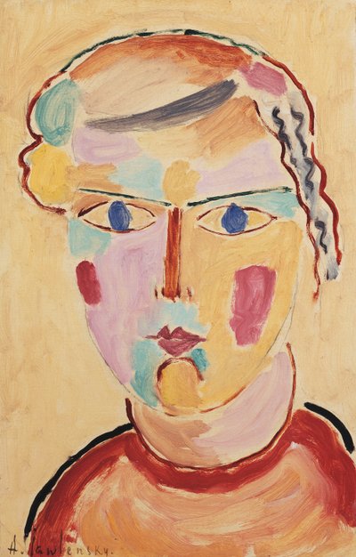 Flicka, ljus i utseende; Chef för en flicka, ljus uppenbarelse, 1916 av Alexej von Jawlensky