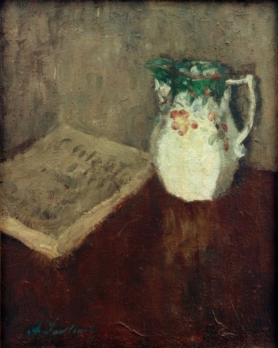Stilleben med kanna och bok av Alexej von Jawlensky