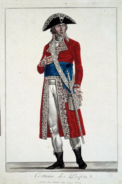 A Prefet in Red Costume Gravering av Alexis Chataignier (1772-1817) av Alexis Chataigner