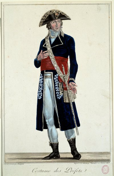 En prefet i blå kostym. Gravyr av Alexis Chataignier (1772-1817) av Alexis Chataigner