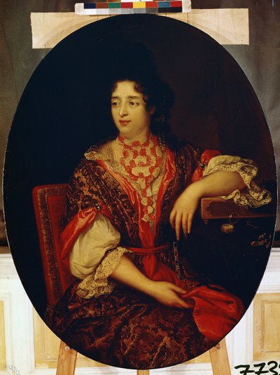 ""Porträtt av en kvinna i väntan vid hovet hos drottningen av Frankrike"" (Porträtt av en väntande dam) Målning av Alexis Simon Belle (1674-1734) Eremitagemuseet, Sankt Petersburg av Alexis Simon Belle