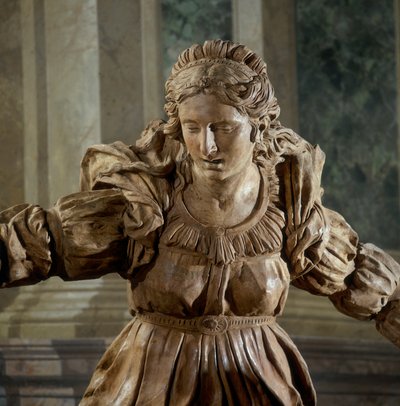 Maria Magdalena, detalj av Kristi klagan, i kapellet av den välsignade Aldrovandi (terrakotta) av Alfonso Lombardi