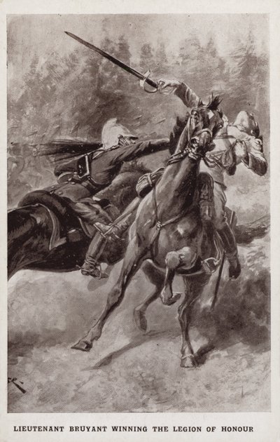 Löjtnant Bruyant får hederslegionen, första världskriget (litografi) av Alfred (after) Pearse