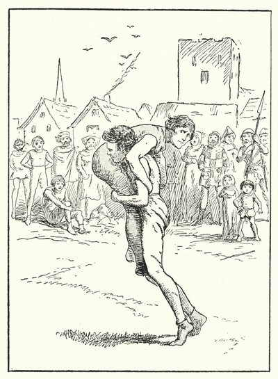 Merrie England: En brottningsmatch (litografi) av Alfred (after) Pearse